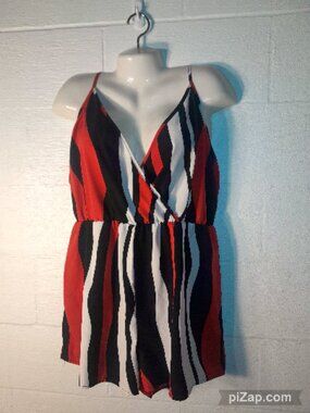 Women's Plus Size 4X Lightweight Romper Black White Red Jumper Sleeveless